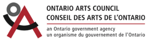image description: stylised letters O, A, and C, in black, grey, and red, which form the logo, next to text: Ontario Arts Council / Conseil des Arts de L’Ontario – an Ontario government agency / un organisme du gouvernement de l’Ontario